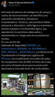 Confirmaron autoridades federales que localizaron refinería clandestina en Coatzacoalcos, Veracruz, donde se producía diésel artesanal o alternativo, Nafta ligera o solventes.