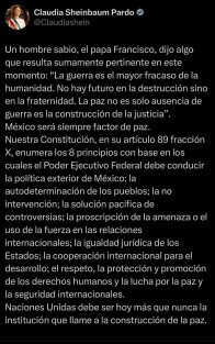 La presidenta Claudia Sheinbaum Pardo a través de su redes sociales, manifestó que 