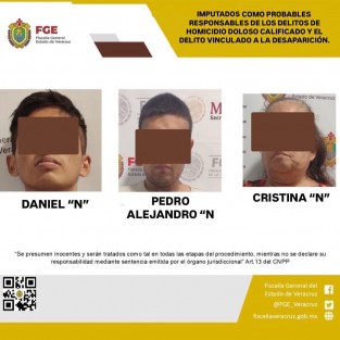 Daniel “N”, Pedro Alejandro “N” y Cristina “N” fueron detenidos por su presunta responsabilidad en el asesinato de Alexis Noé Velázquez, joven trans de 21 años desaparecida en Emiliano Zapata.