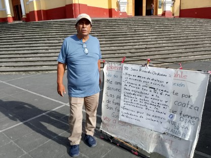 El activista Juan Ricardo Ordóñez Jerez retomó su protesta para reconocer la intervención de la Secretaría de Gobierno, luego de 40 días en huelga de hambre.