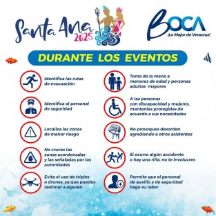 Si asistes a disfrutar de los conciertos masivos de nuestras fiestas de Santa Ana 2025, toma en cuenta las siguientes recomendaciones. ????????

¡Te esperamos!
