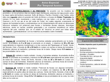 Viernes 22: probabilidad de lluvias y tormentas aisladas generalmente por la tarde-noche