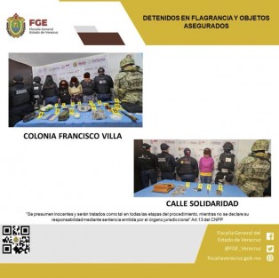 
La Fiscalía General del Estado informa que, Fiscales, Peritos y Policías Ministeriales adscritos a la Fiscalía Regional Xalapa, en coordinación con la Secretaría de la Defensa Nacional, Guardia Nacional y la Secretaría de Seguridad Pública Estatal, llevaron a cabo dos cateos autorizados por un juez en este municipio
