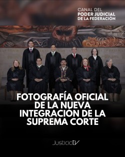 Se compartió a través de el portal oficial de la Suprema Corte de Justicia de la Nación la fotografía de la nueva integración de la Corte, conformada por las ministras y los ministros electos en la primera Elección Judicial. 

Esta etapa inicia con la presidencia del Ministro electo  Hugo Aguilar Ortiz.

Además de la ministra Lenia Batres Guadarrama, Ministra Yasmín Esquivel Mossa, Ministra Loretta Ortiz Ahlf, Ministra María Estela Ríos González, Ministro Giovanni Azael Figueroa Mejía, Ministro Irving Espinosa Betanzo, Ministro Arístides Rodrigo Guerrero García, Ministra Sara Irene Herrerías Guerra
