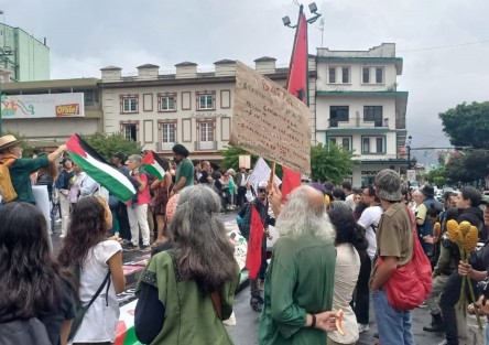 Asociaciones civiles, académicos, estudiantes y población en general marcharon en la ciudad de Xalapa, desde el Teatro del Estado hasta el centro de la capital, para exigir a la federación romper relaciones con el Estado de Israel.
