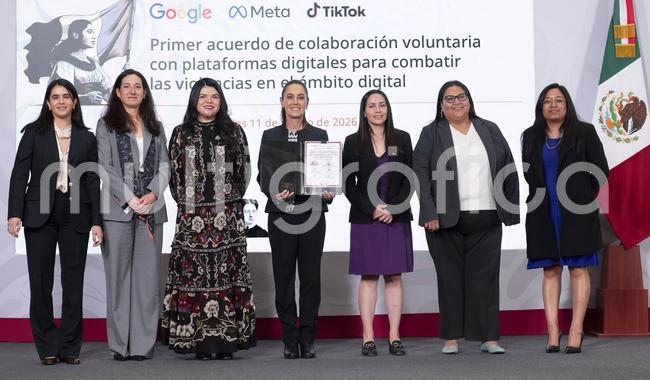 Gobierno de México firma acuerdo de colaboración voluntaria con Google, Meta y TikTok para combatir violencia digital contra las mujeres