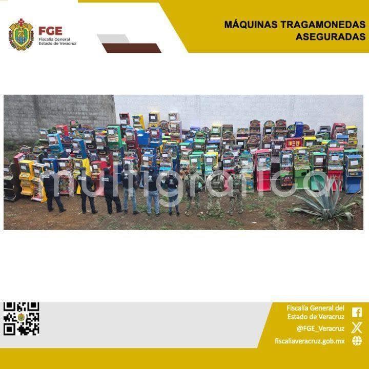 Fiscalía General del Estado intensifica combate a la extorsión con aseguramiento de 193 máquinas tragamonedas en Córdoba.