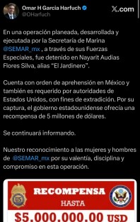 Embajador de EU reconoce captura de “El Jardinero” en operativo de Semar