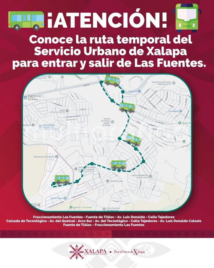 Por afectación en Las Fuentes, se habilita ruta alterna de transporte público 