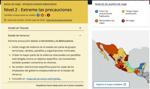 Veracruz, entre los estados donde EU recomienda extremar precauciones durante el Mundial por violencia
