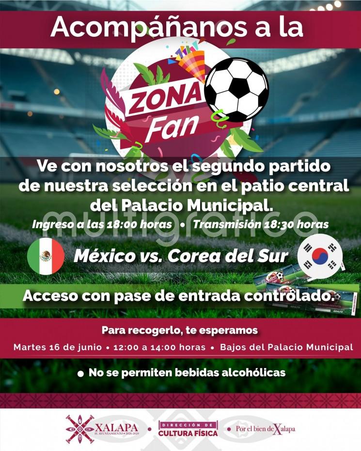 Ayuntamiento de Xalapa transmitirá nuevamente partido de México en la Zona Fan del Palacio Municipal