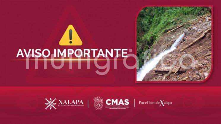 Deslizamiento de tierra daña línea de conducción de agua, habrá algunas colonias sin servicio; la CMAS iniciará reparación 
