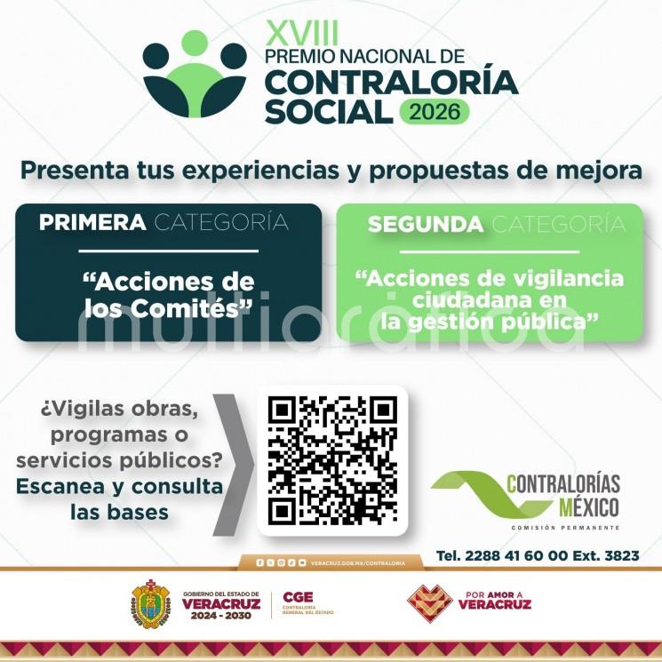 Abierta convocatoria para participar en el Premio Nacional de Contraloría Social 2026