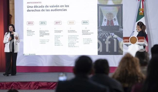 CRT abre consulta pública sobre lineamientos generales para la protección de los derechos de las audiencias: CSP 

-El derecho a la información veraz es un derecho constitucional del pueblo de México-, puntualizó la Jefa del Ejecutivo Federal
