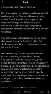 Rubén Rocha Moya retoma gubernatura de Sinaloa tras 112 días de licencia