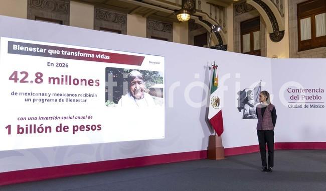 Programas para el Bienestar son apoyo directo a la gente y a la economía: presidenta; al cierre del 2026 beneficiarán a 42.8 millones