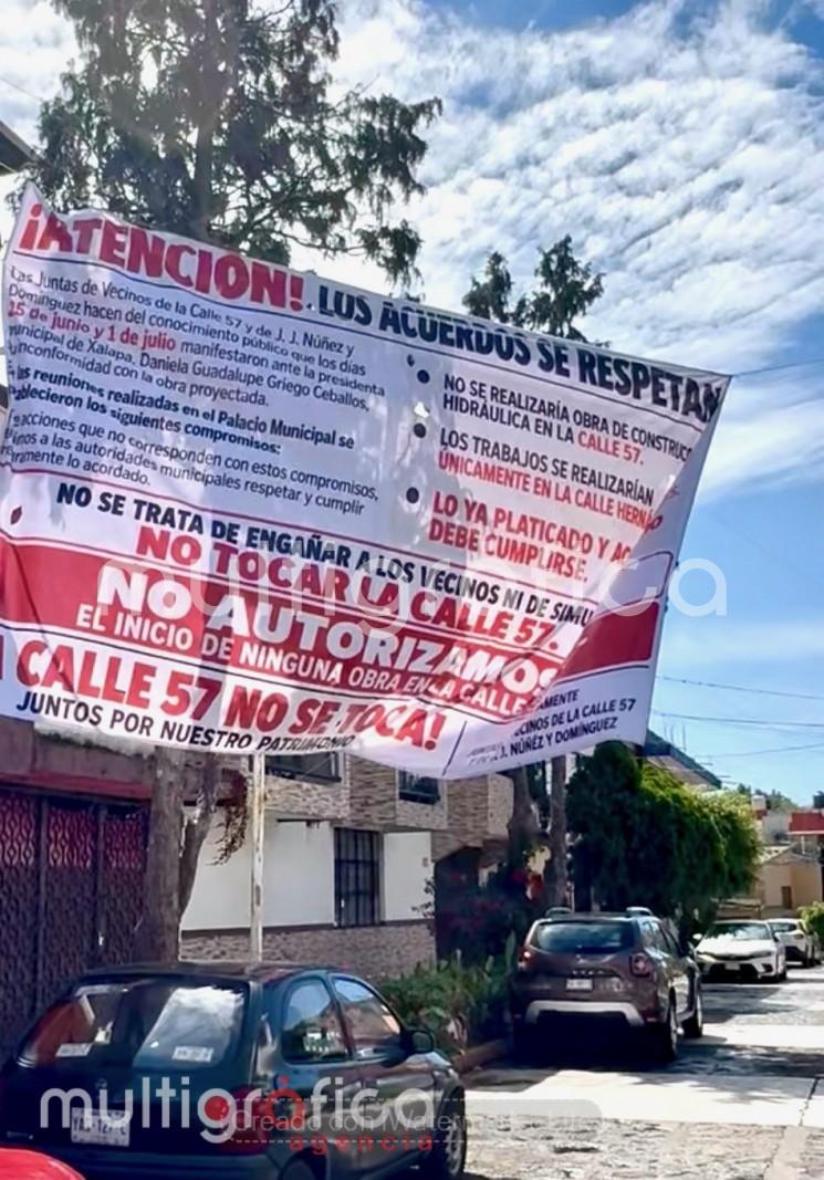 Vecinos de la colonia 2 de Abril rechazan obras en la calle 57 y exigen al Ayuntamiento de Xalapa respetar acuerdos 