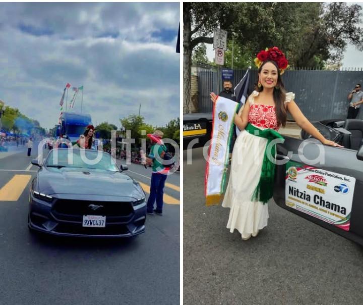 Nitzia Chama representa a Veracruz y Xalapa en desfile de fiestas patrias en Los Ángeles