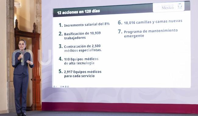 CSP anuncia programa emergente de 12 acciones en 120 días para mejorar la atención y las condiciones de los trabajadores en el IMSS

Tiene que ver con el aumento salarial, la contratación, compra de equipos, que ya se venía haciendo, pero se va a fortalecer. Son 12 puntos, 12 acciones muy concretas, destacó
